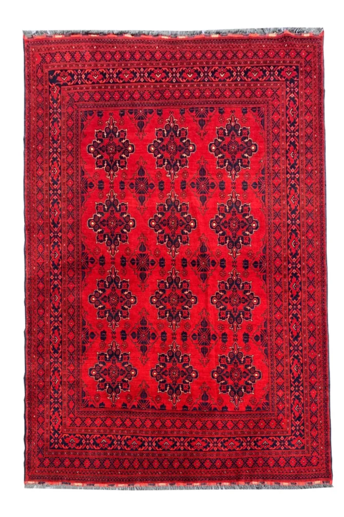 Authentic Hand Knotted Afghan Khal Muhammadi Wool Area Rug 9.2 X 6.7 Ft (870 HM)