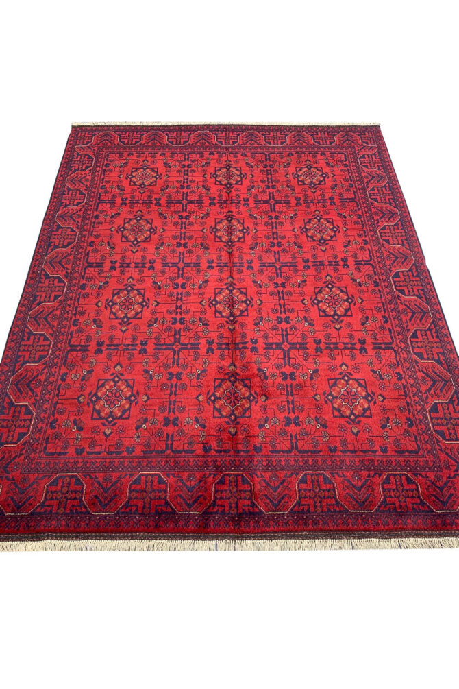 Authentic Hand Knotted Afghan Khal Muhammadi Wool Area Rug 7.9 X 5.9 Ft (855 HM) - Image 3