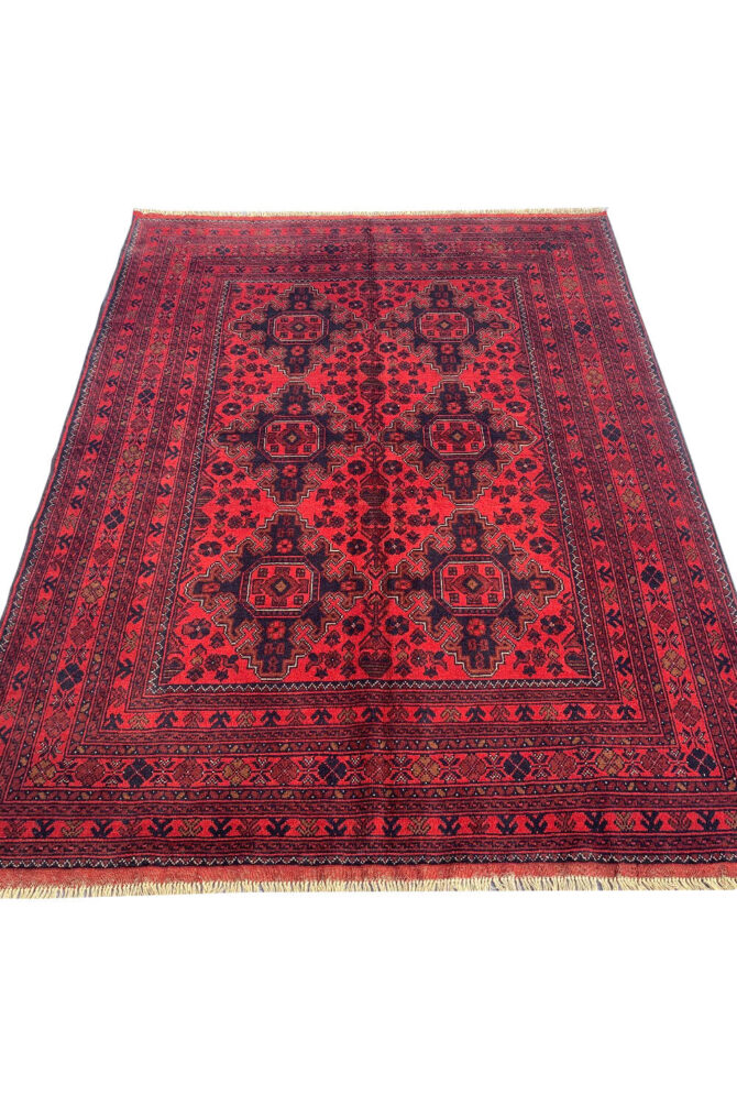 Authentic Hand Knotted Afghan Khal Muhammadi Wool Area Rug 7.5 X 5.9 Ft (860 HM) - Image 2