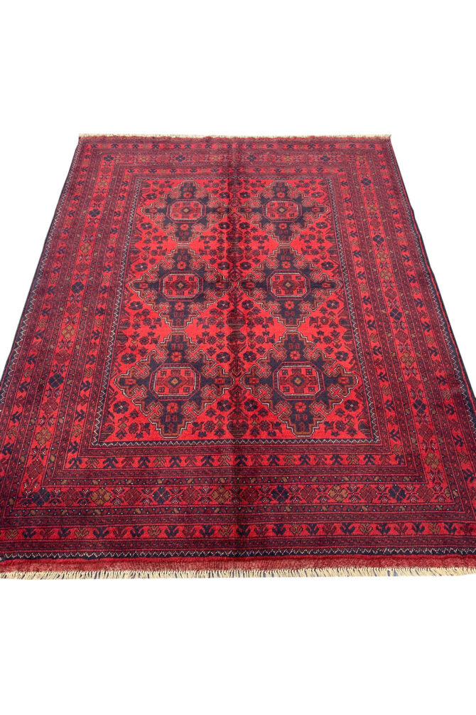 Authentic Hand Knotted Afghan Khal Muhammadi Wool Area Rug 7.5 X 5.9 Ft (860 HM) - Image 3
