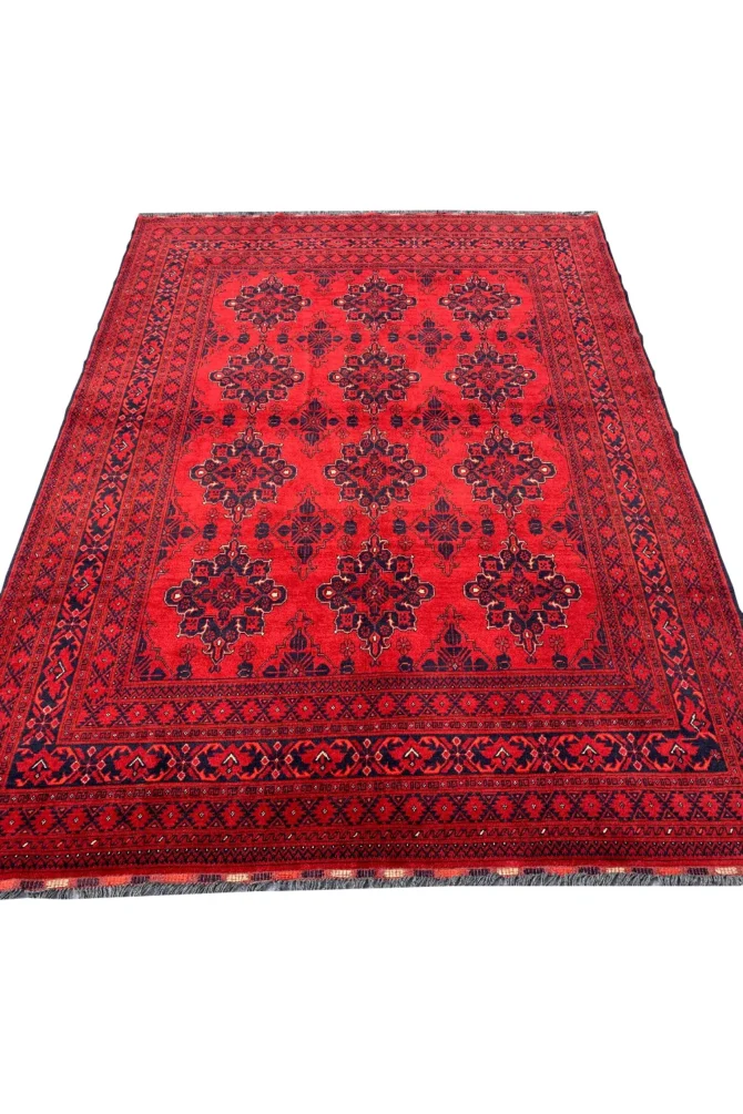 Authentic Hand Knotted Afghan Khal Muhammadi Wool Area Rug 9.2 X 6.7 Ft (870 HM) - Image 3