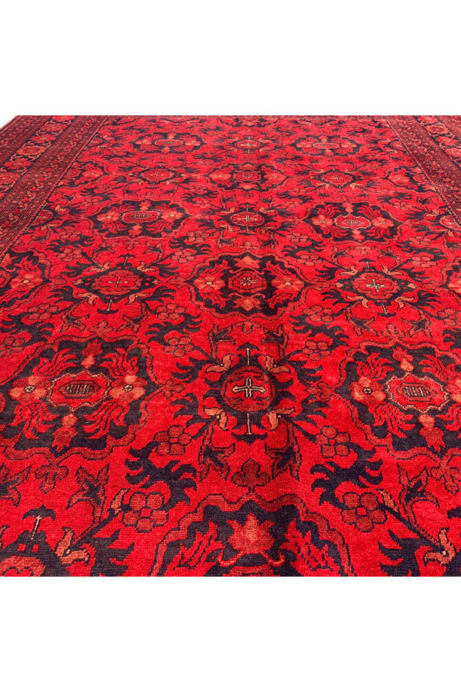 Authentic Hand Knotted Afghan Khal Muhammadi Wool Area Rug 9.5 X 6.8 Ft (877 HM) - Image 4
