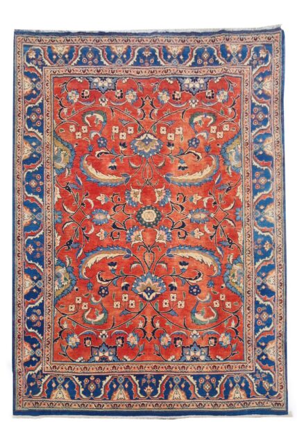 Authentic Hand Knotted Vintage Saroukh Wool Area Rug 9.10 x 6.4 Ft (40 Ger-4)