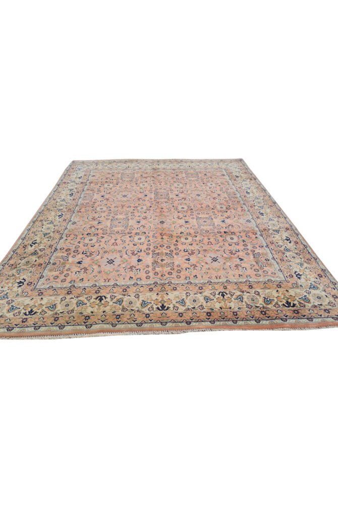 Authentic Hand Knotted Vintage Saroukh Wool Area Rug 9.9 x 6.4 Ft (102 Ger-4) - Image 4