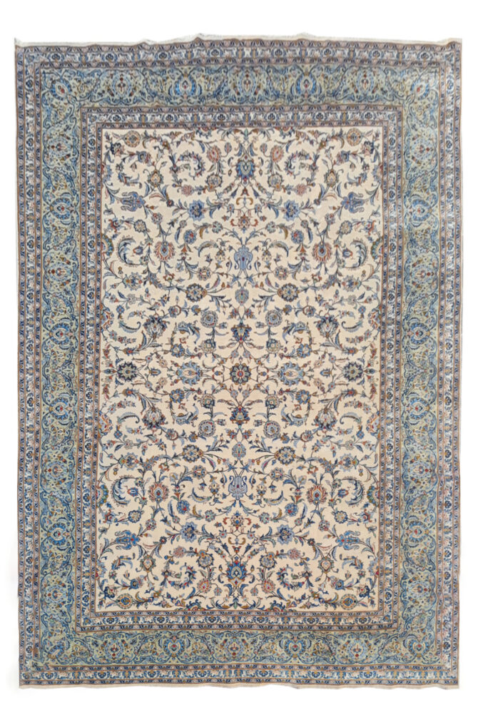 Authentic Hand Knotted Vintage Qashoun Wool Area Rug 13.10 x 9.8 Ft (1498 Ger-4) - Image 2