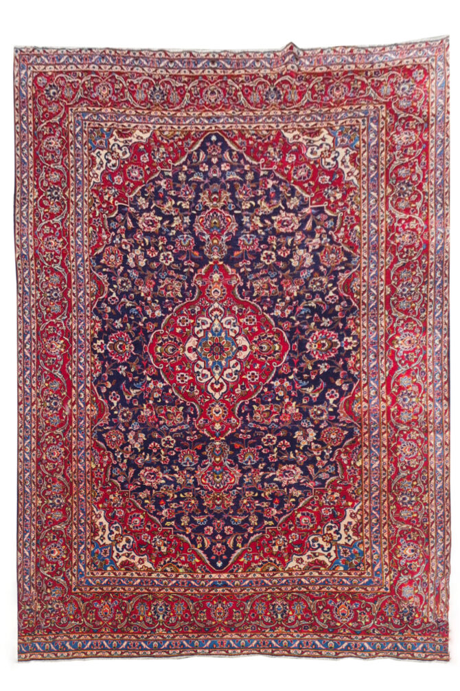 Authentic Hand Knotted Vintage Qashoun Wool Area Rug 11.10 x 7.10 Ft (1500 Ger-4) - Image 2