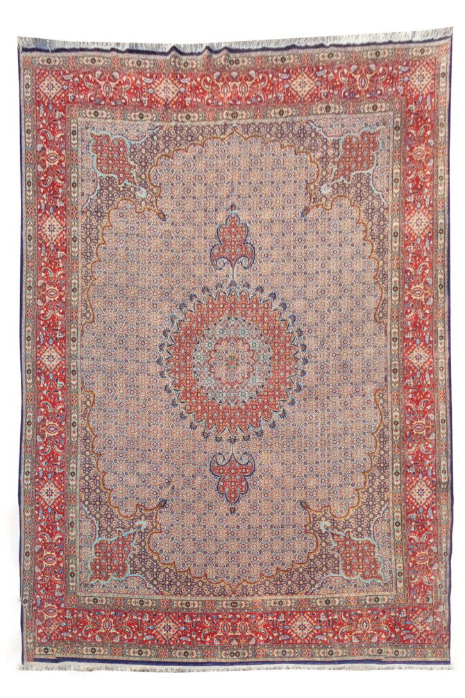 Authentic Hand Knotted Vintage Yamoud Wool Area Rug 12.9 x 9.7 Ft (1516 Ger-4) - Image 2