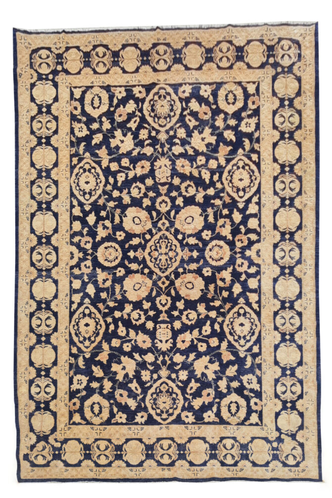 Authentic Hand Knotted Vintage Afghan Chobi Wool Area Rug 11.5 x 8.4 Ft (1520 Ger-4)