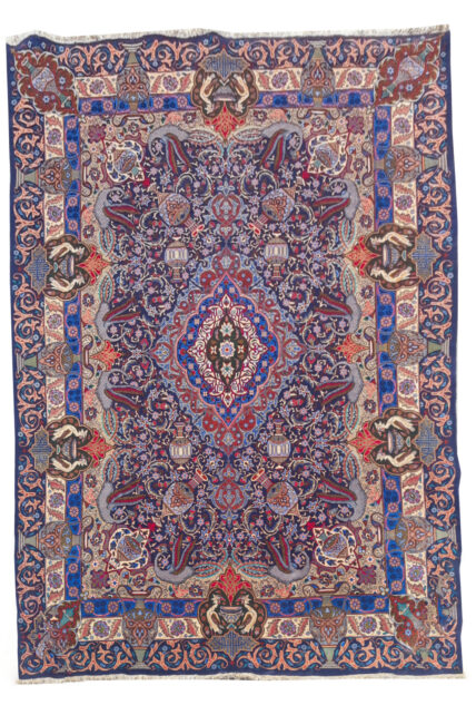 Authentic Hand Knotted Vintage Kashmour Pictorial Wool Area Rug 11.3 x 7.11 Ft (1540 Ger-4)
