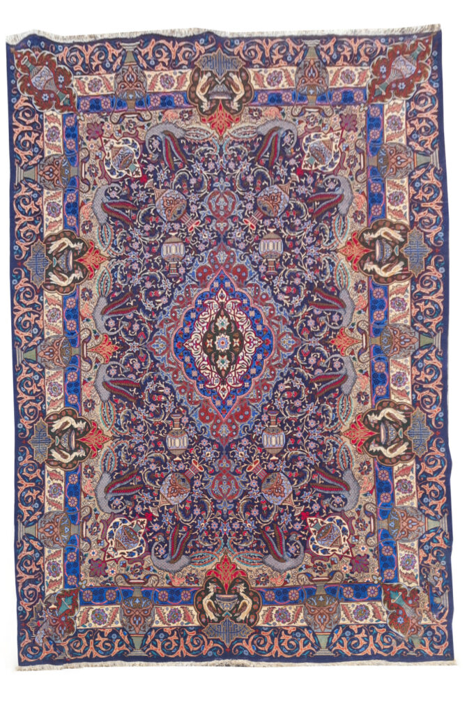Authentic Hand Knotted Vintage Kashmour Pictorial Wool Area Rug 11.3 x 7.11 Ft (1540 Ger-4) - Image 2