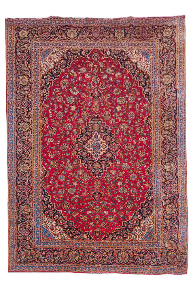 Authentic Hand Knotted Vintage Qashoun Wool Area Rug 12.8 x 9.6 Ft (1542 Ger-4) - Image 2