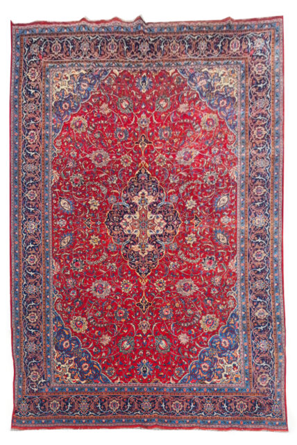 Authentic Hand Knotted Vintage Tabreez Wool Area Rug 13.10 x 9.9 Ft (1545 Ger-4)