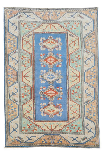 Authentic Hand Knotted Vintage Kurdi Wool Area Rug 10.1 x 6.8 Ft (1427 Ger-4 )