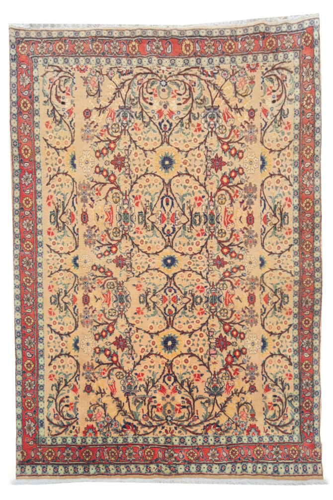 Authentic Hand Knotted Vintage Double Knot Wool Area Rug 6.2 x 4.11 Ft (1815 Ger-4)