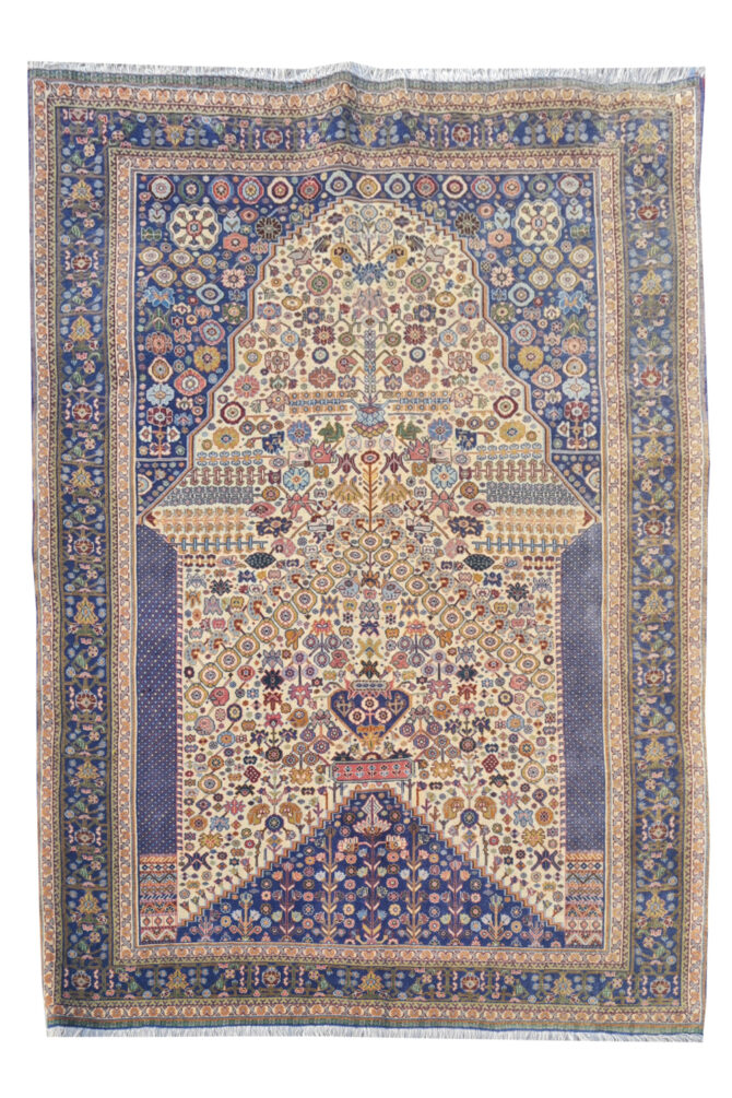 Authentic Hand Knotted Vintage Bijour Wool Area Rug 4.9 x 3.4 Ft (1760 Ger-4)