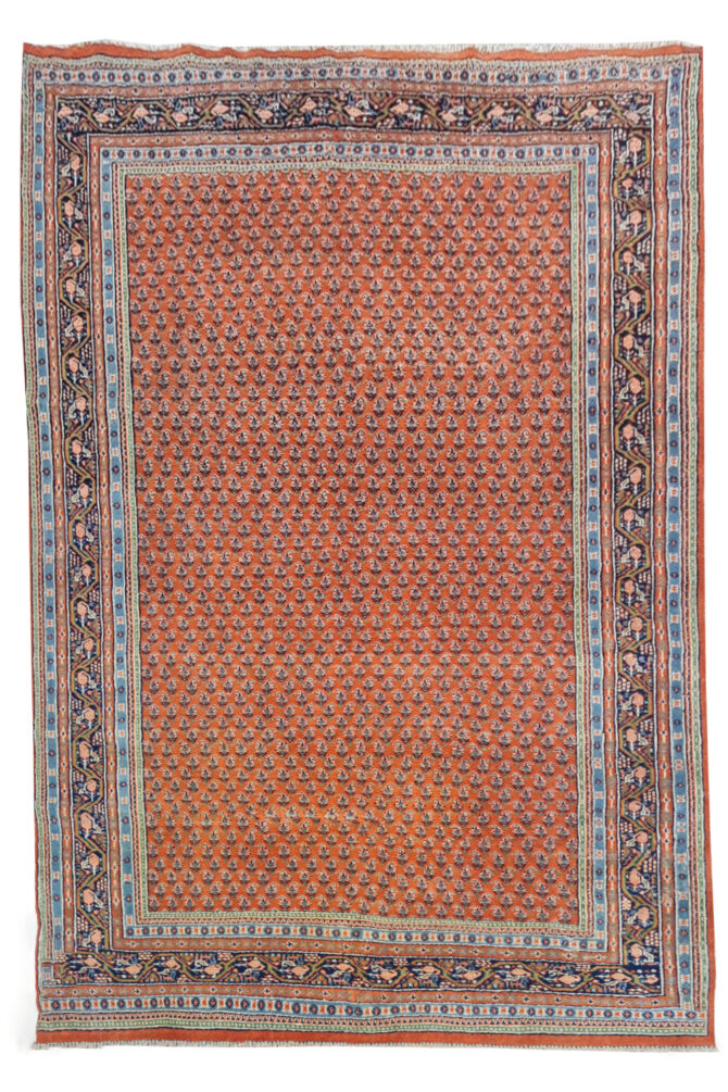 Authentic Hand Knotted Vintage Badam Gul Mir Wool Area Rug 7.10 x 6.0 Ft (1450 Ger-4) - Image 2