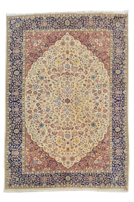 Authentic Hand Knotted Vintage Indo Wool Area Rug 9.8 x 6.5 Ft (1484 Ger-4)