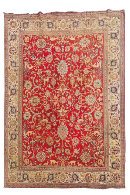 Authentic Hand Knotted Vintage Tabreez Wool Area Rug 13.7 x 9.10 Ft (1495 Ger-4)
