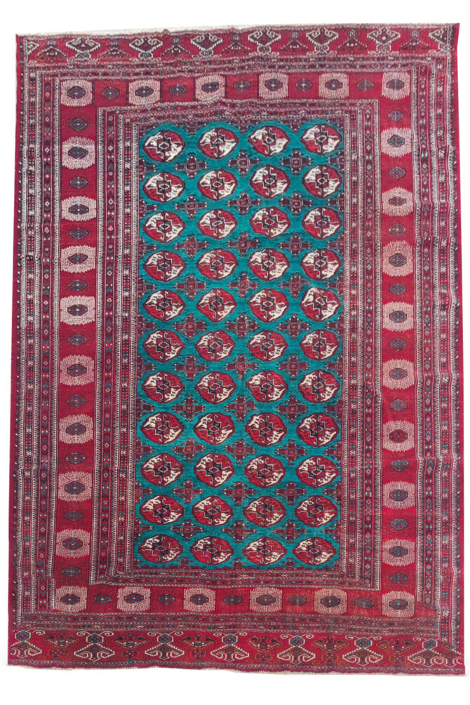 Distressed Hand Knotted Vintage Turkmen Sara Wool Area Rug 11.11 x 8.5 Ft (174 Ger-4) - Image 2