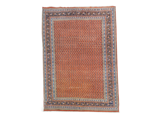 Authentic Hand Knotted Vintage Badam Gul Mir Wool Area Rug 7.10 x 6.0 Ft (1450 Ger-4) - Image 3
