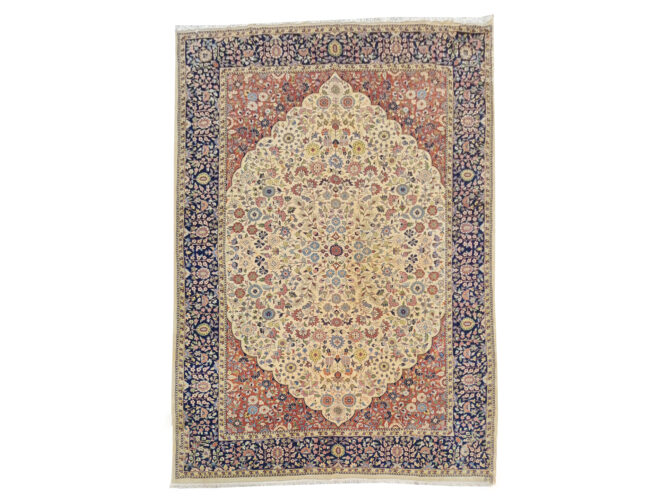 Authentic Hand Knotted Vintage Indo Wool Area Rug 9.8 x 6.5 Ft (1484 Ger-4) - Image 3