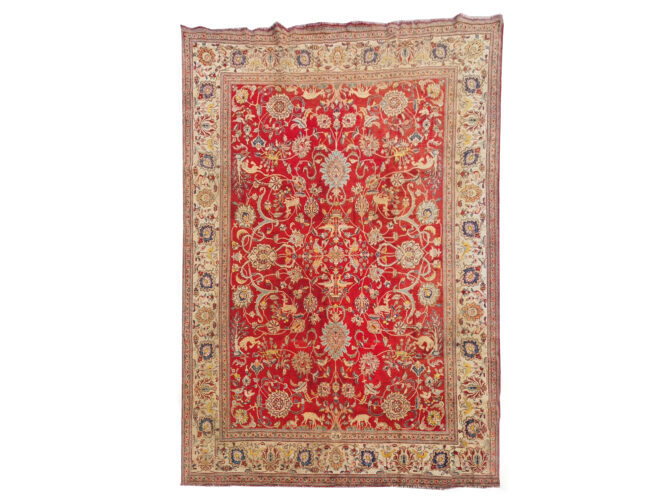 Authentic Hand Knotted Vintage Tabreez Wool Area Rug 13.7 x 9.10 Ft (1495 Ger-4) - Image 3