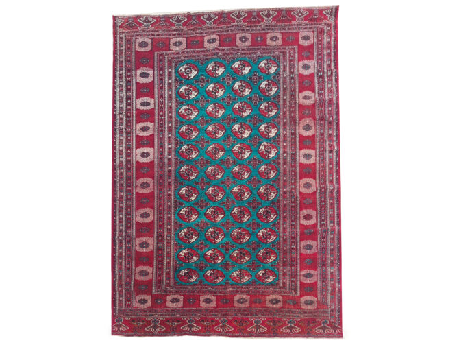 Distressed Hand Knotted Vintage Turkmen Sara Wool Area Rug 11.11 x 8.5 Ft (174 Ger-4) - Image 3
