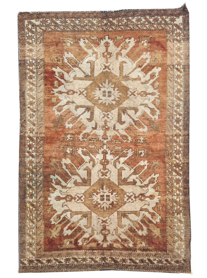 Authentic Hand Knotted Antique Kurdi Wool Area Rug 7.5 x 4.8 Ft (1196 Ger-4) - Image 3