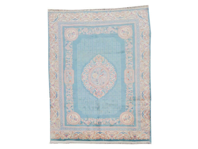 Authentic Hand Knotted Vintage Tibet Pictorial Wool Area Rug 10.11 x 8.1 Ft (1535 Ger-4) - Image 3