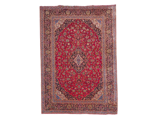 Authentic Hand Knotted Vintage Qashoun Wool Area Rug 12.8 x 9.6 Ft (1542 Ger-4) - Image 3
