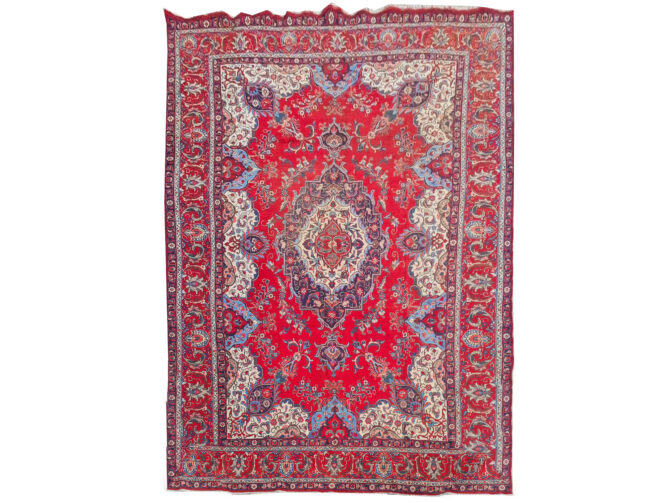 Authentic Hand Knotted Vintage Tabreez Wool Area Rug 14.1 x 9.4 Ft (1544 Ger-4) - Image 3