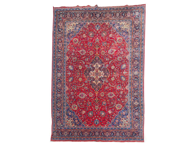 Authentic Hand Knotted Vintage Tabreez Wool Area Rug 13.10 x 9.9 Ft (1545 Ger-4) - Image 3