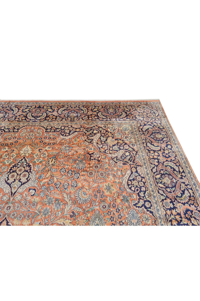 Distressed Hand Knotted Vintage Kashmiri Wool Area Rug 13.7 x 9.7 Ft (159 Ger-4) - Image 11
