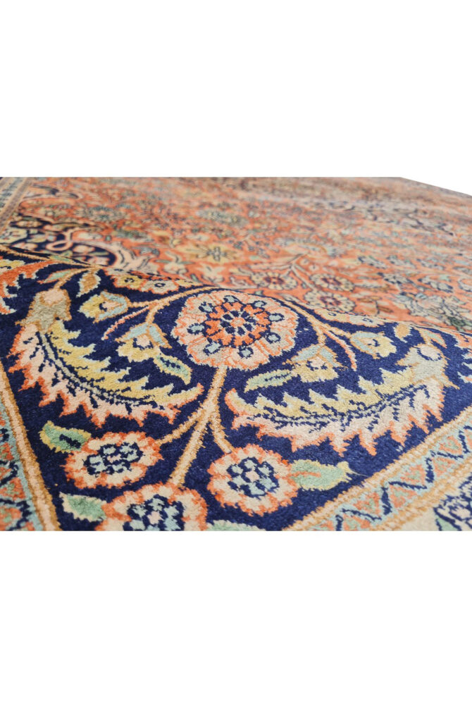 Distressed Hand Knotted Vintage Kashmiri Wool Area Rug 13.7 x 9.7 Ft (159 Ger-4) - Image 12
