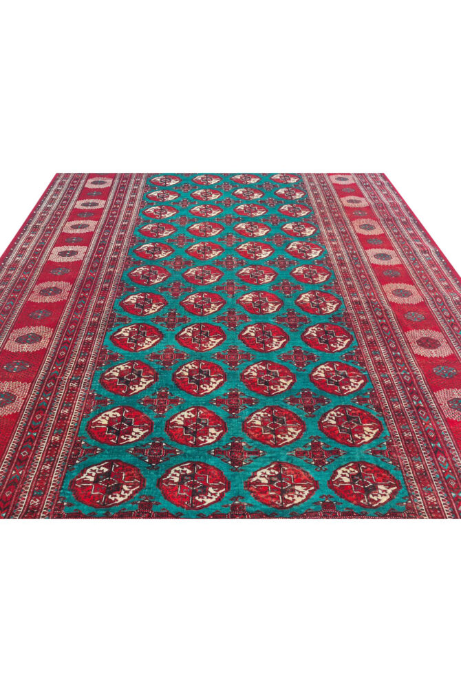 Distressed Hand Knotted Vintage Turkmen Sara Wool Area Rug 11.11 x 8.5 Ft (174 Ger-4) - Image 8