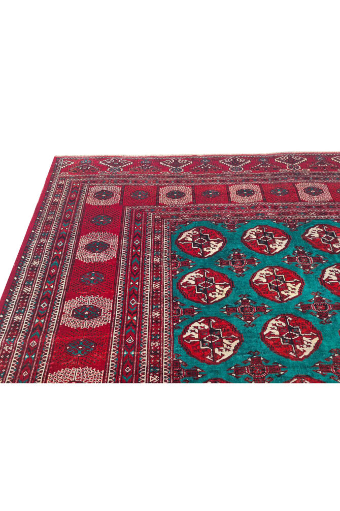 Distressed Hand Knotted Vintage Turkmen Sara Wool Area Rug 11.11 x 8.5 Ft (174 Ger-4) - Image 9