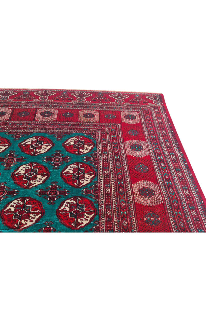 Distressed Hand Knotted Vintage Turkmen Sara Wool Area Rug 11.11 x 8.5 Ft (174 Ger-4) - Image 10
