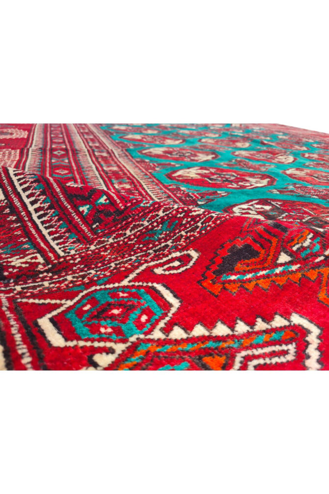 Distressed Hand Knotted Vintage Turkmen Sara Wool Area Rug 11.11 x 8.5 Ft (174 Ger-4) - Image 11