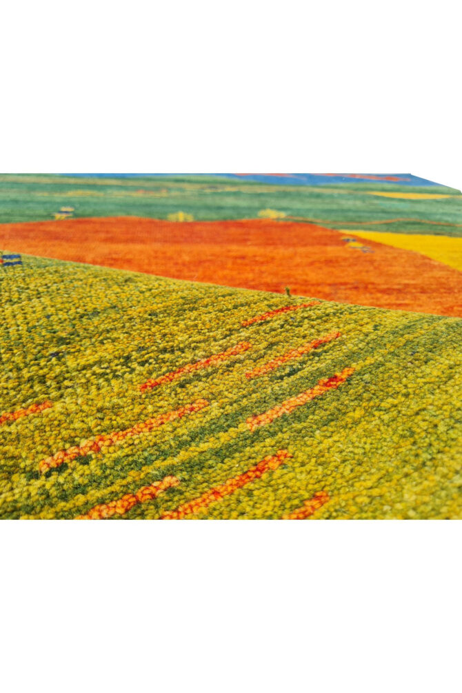 Authentic Hand Knotted Vintage Indo Gabbah Pictorial Wool Area Rug 7.5 x 5.7 Ft (1468 Ger-4) - Image 9