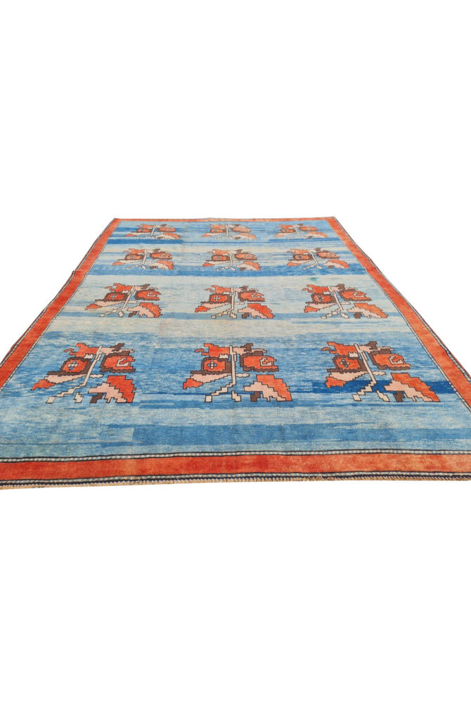 Authentic Hand Knotted Vintage Kurdi Wool Area Rug 9.10 x 7.0 Ft - Image 2
