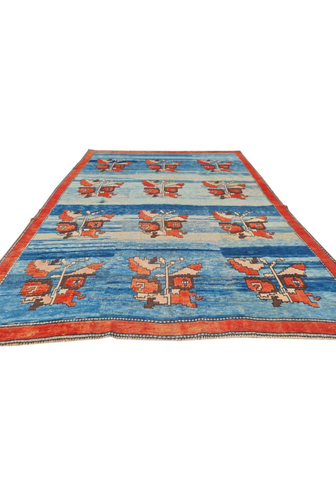 Authentic Hand Knotted Vintage Kurdi Wool Area Rug 9.10 x 7.0 Ft - Image 3