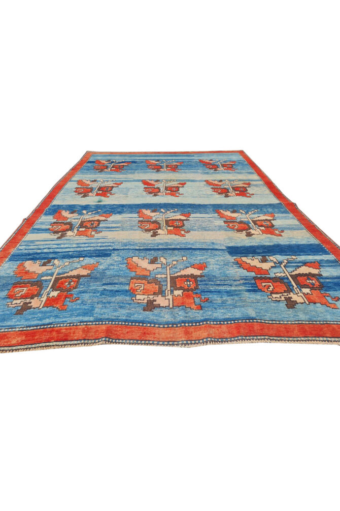 Authentic Hand Knotted Vintage Kurdi Wool Area Rug 9.10 x 7.0 Ft - Image 4