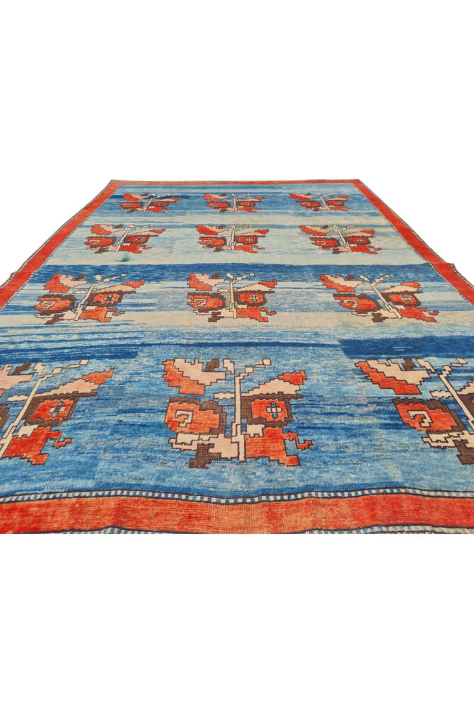 Authentic Hand Knotted Vintage Kurdi Wool Area Rug 9.10 x 7.0 Ft - Image 6