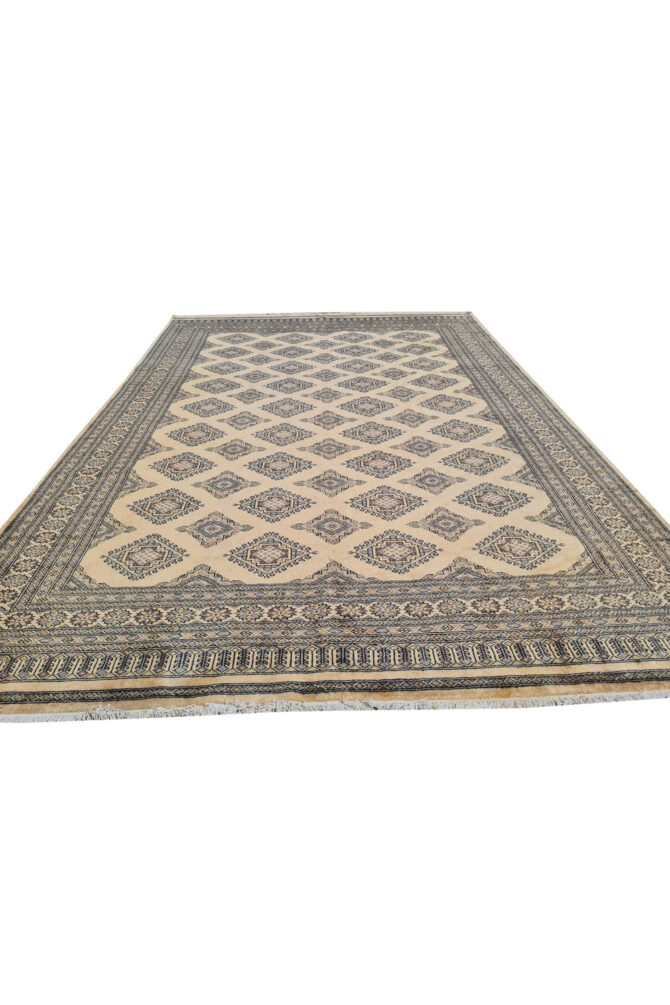 Authentic Hand Knotted Vintage Pakistani Bokhara Jhaldar Wool Area Rug 9.10 x 6.9 Ft - Image 2