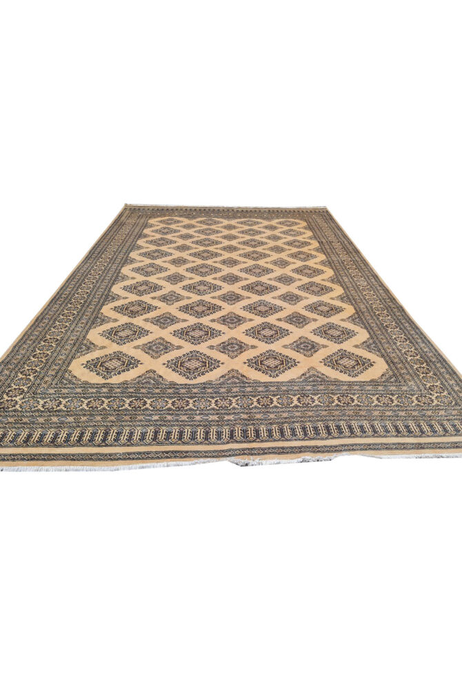 Authentic Hand Knotted Vintage Pakistani Bokhara Jhaldar Wool Area Rug 9.10 x 6.9 Ft - Image 3