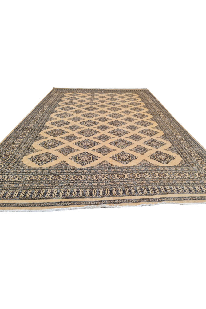 Authentic Hand Knotted Vintage Pakistani Bokhara Jhaldar Wool Area Rug 9.10 x 6.9 Ft - Image 4