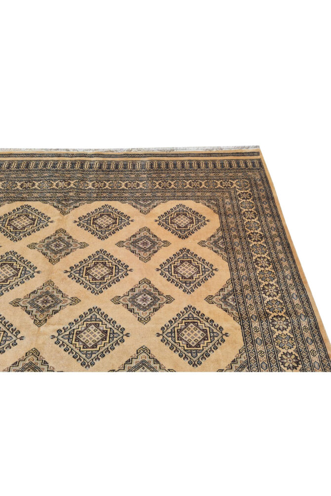 Authentic Hand Knotted Vintage Pakistani Bokhara Jhaldar Wool Area Rug 9.10 x 6.9 Ft - Image 8