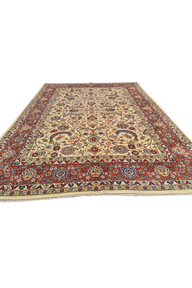 Authentic Hand Knotted Vintage Indo Wool Area Rug 8.0 x 5.9 Ft - Image 4