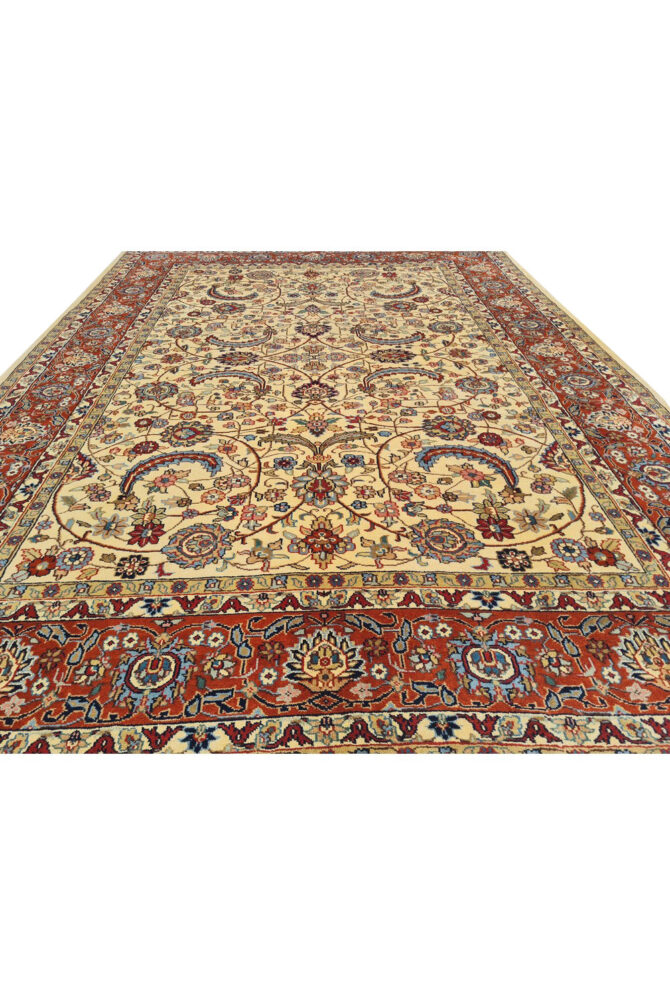 Authentic Hand Knotted Vintage Indo Wool Area Rug 8.0 x 5.9 Ft - Image 5