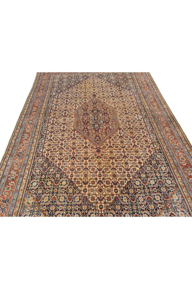 Authentic Hand Knotted Vintage Bijour Wool Area Rug 10.0 x 6.7 Ft - Image 6